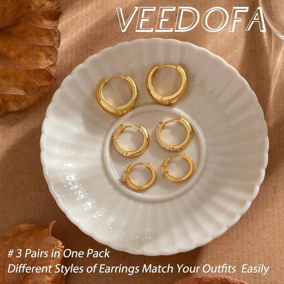 🆕 Women Gold Small Hoop Earrings Trendy Chunky Multiple Piercing Jewelry Gift - Picture 6 of 7